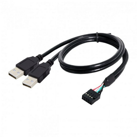 FVH Motherboard 9Pin 10Pin Female Housing to Dual USB 2.0 Male Type-A Cable 50cm