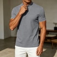 thumbnail image 5 of Mens Mock Neck T Shirts Short Sleeve Mock Turtleneck Undershirt Loose Fit Summer Casual Basic Tees Gray, 5 of 8
