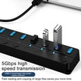 thumbnail image 4 of 7 Port USB 3.0 Hub, Super-Speed 10Gbps, Independent On/Off Switches, LED Indicators, Powered for Laptop PC HDD Flash Drive, 4 of 5