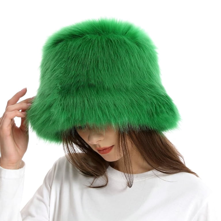 Faux Fur Bucket Hat Adjustable Drawstring Lightweight Windproof Bucket Hat Faux Fur- FH2401 – La Fiorentina main image 3