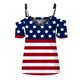 thumbnail image 5 of Moda Mujer Causal V-Cuello Día de la independencia Blusa con estampado de encaje Camiseta de manga corta Tops de verano Fridja hjk4227, 5 of 5