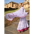 thumbnail image 5 of Janasya Indian Women's White Georgette Floral Print Kurta with Flared Palazzo and Dupatta, 5 of 6