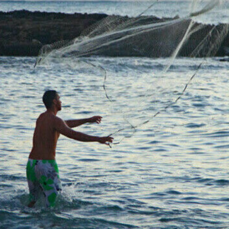  Saltwater American Fishing Cast Net 3/8inch Mesh Size For  Bait Shrimp Trap Fish Heavy Duty Sinkers Throw Net  3FT/4FT/5FT/6FT/7FT/8FT/9FT/10FT Radius 4FT Radius
