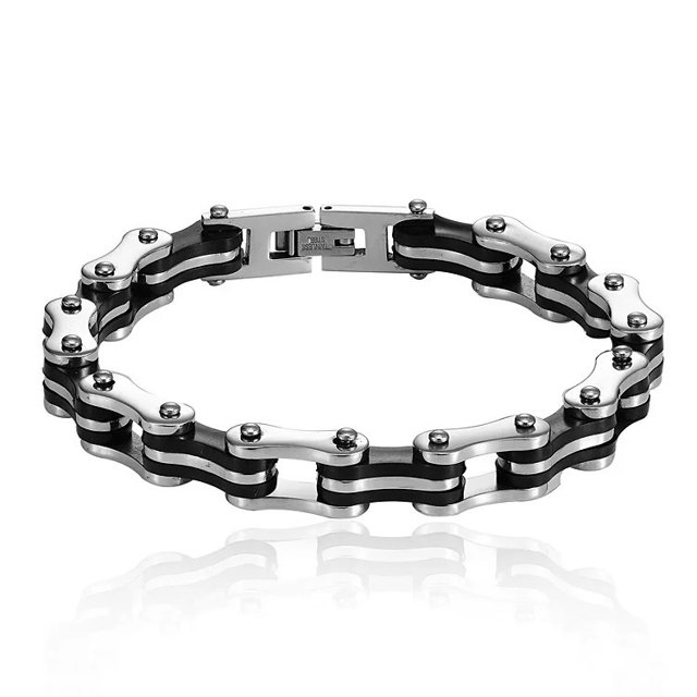 Pulsera de Cadena de Motocicleta, Pulsera Estilo Rock and Roll, Pulsera de Cadena de Eslabones de Bicicleta de Acero Inoxidable, Accesorio de Ropa para Todos Zefei Wu 9024735065036