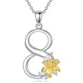 thumbnail image 1 of Collar de plata de ley 925, número de la suerte, con colgante de flor de lirio, para mujer, 1 of 4