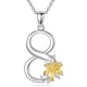 thumbnail image 1 of Collar de plata de ley 925, número de la suerte, con colgante de flor de lirio, para mujer, 1 of 4
