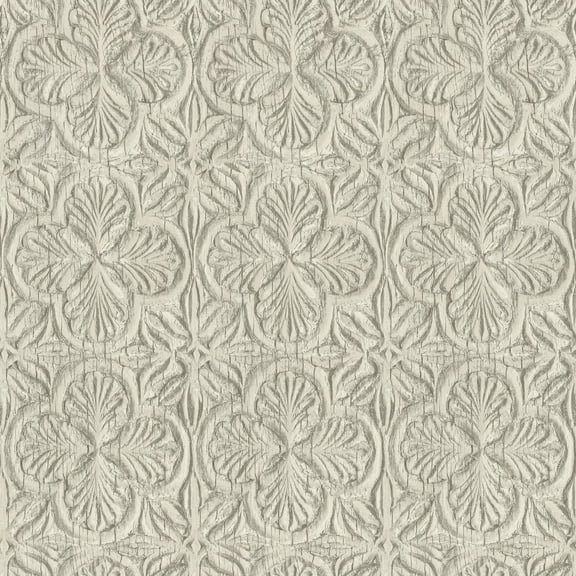 Chesapeake Karachi Taupe Wooden Damask Wallpaper, 20.5-in by 33-ft
