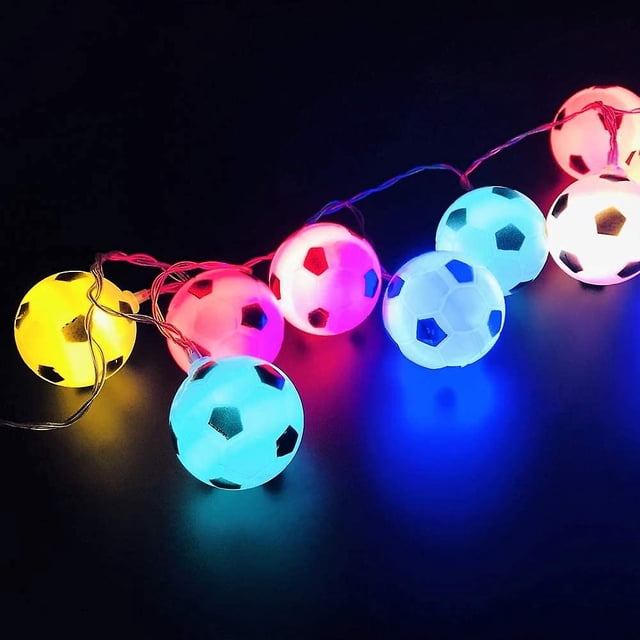 3m 20 luces con pilas de fútbol de fútbol luces de cadena LED para interior/exterior Halloween Navidad Acción de Gracias fiesta en casa decoración de guardería para niños (mul