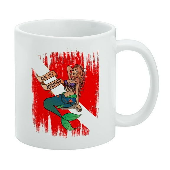 Sexy Mermaid Diving Flag White Mug
