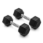 CAP Barbell, 10lb Coated Rubber Hex Dumbbell, Pair (No-Roll Design, Ergonomic Steel Handle, Durable Coated Weight)