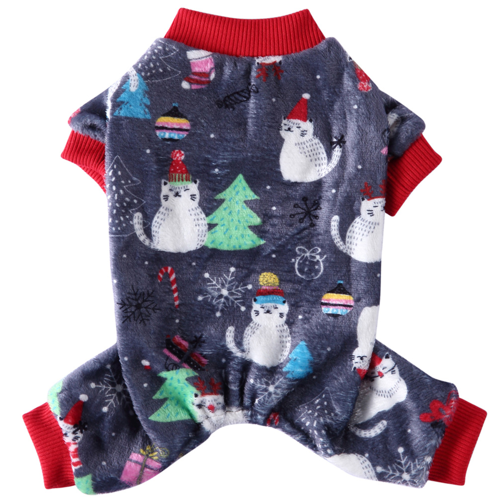 Frcolor Christmas Pet Costume Coral Fleece Dog Pajamas Lovely Four