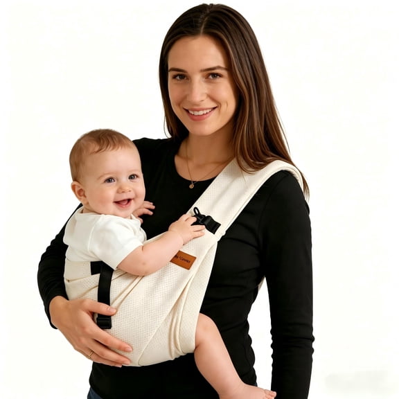 Gilysido adjustable hands-free baby sling carrier, ergonomically designed, suitable for newborns to toddlers aged 0-4, beige