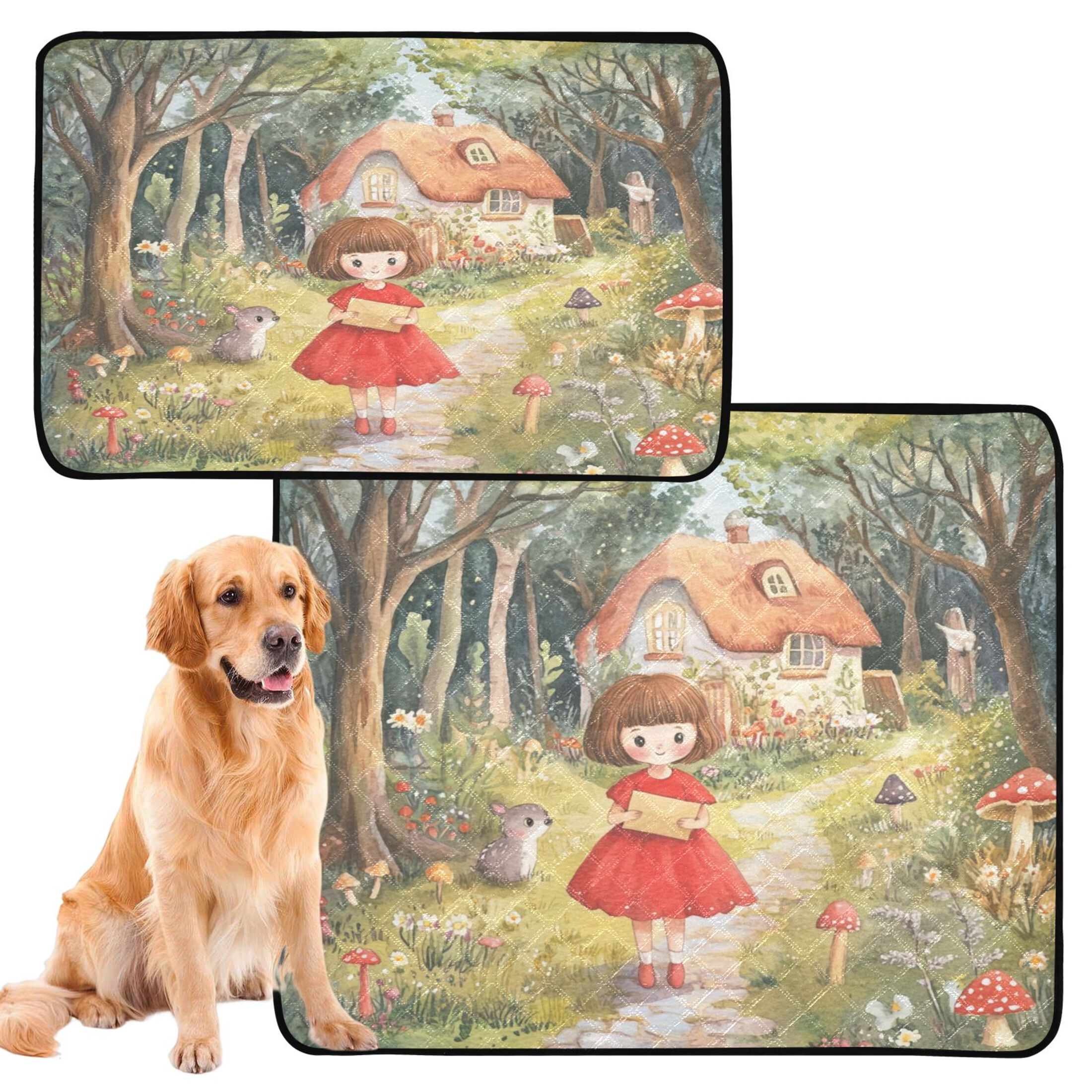 Qxltty Forest Cabin Cat litter Pads Pet Set of 3 Diaper Mats Center Anti-leakage Layer Absorbent Soft and Comfortable