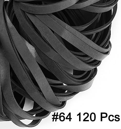 Tekola Rubber Bands Size #64 - 120 Pieces Elastic Black Bands for Office, Files, Litter Box