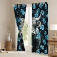 thumbnail image 3 of jejeloiu Blue Rose Highland Cow Black Out Curtains Kids,Floral Farm Print Curtains Pack of 2 (42x63 Each), 3 of 7
