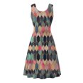 thumbnail image 5 of Vestido casual de verano para mujer, sin mangas, hasta la rodilla, plisado, cuello redondo, estampado Fridja hjkh2403, 5 of 5