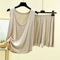 thumbnail image 2 of QATAINLAV Pajamas for Women Set Casual Sleeveless Tank Tops Matching Lounge Shorts 2 Piece Outfits Loose Soft Sleepwear, Beige, M, 2 of 8