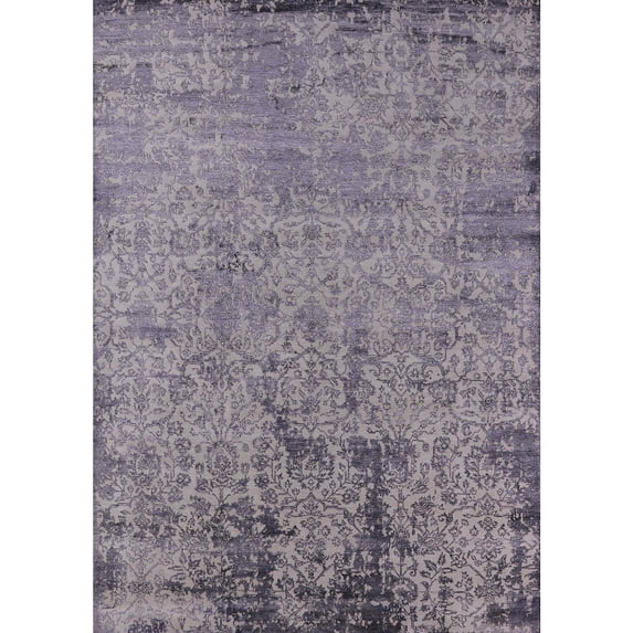 Ahgly Company Indoor Rectangle Mid-Century Modern Purple Oriental Area Rugs, 2' x 3'