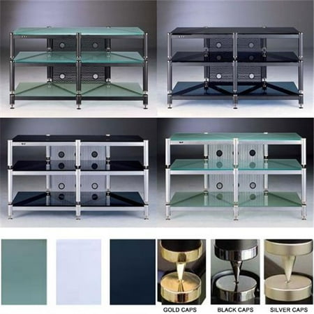 Tv Stand Tower VTI Manufacturing BLG503BW-02 5 Black Capspike Black Poles 1 Clear Glass 7 in. Additional Shelf ()