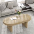 thumbnail image 6 of iooHug Mid‑Century Modern Oval Coffee Table,Solid Wood Veneer 47.24 Inch Cocktail Table for Living Room Home Office,Natural, 6 of 7