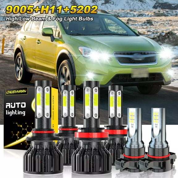 For Subaru XV Crosstrek 2013 2014 - LED Headlight High Low Beam Fog Light Bulbs Kit 6000K White 6x