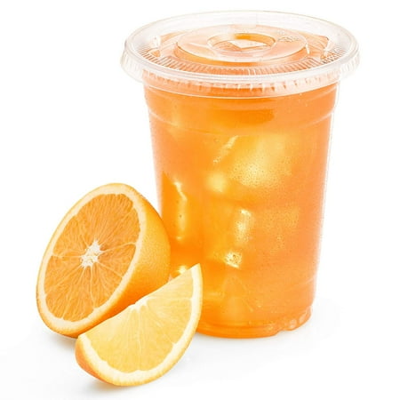 Green Direct 10 oz. Plastic Clear Cups With Flat Lids for Cold Drink / Bubble Boba / Iced Coffee / Tea / Smoothie Pack of 100
