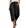 thumbnail image 2 of BUIGTTKLOP Womens Summer Capris Casual Cotton Linen Pants Baggy Elastic Waist Capri Pants with Pocket, 2 of 8