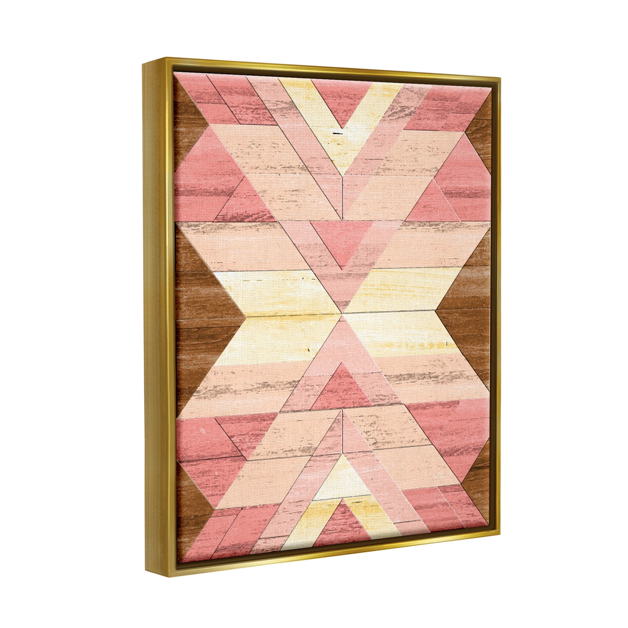 Desert Sunset Pink Shapes Abstract Graphic Art Metallic Gold Framed Art Print Wall Art