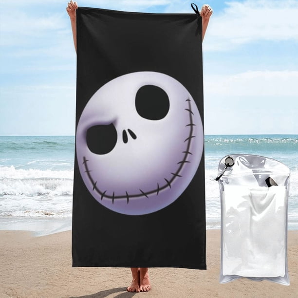 Toallas de playa con estampado de Jack Skellington, toallas de baño absorbentes y ligeras de secado rápido, toalla de baño de microfibra ultra suave para viajes, playa, gimnasio, camping, yoga,