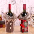 thumbnail image 2 of Bolsa tradicional clásica de la cubierta de la botella de vino de la Navidad de la arpillera de la tela escocesa del búfalo para la decoración de la Navidad, 2 of 4
