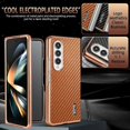 thumbnail image 4 of AZNS For Samsung Galaxy Z Fold4 5G Case Electroplating Carbon Fiber Texture PU TPU Phone Cover - Bla, 4 of 5