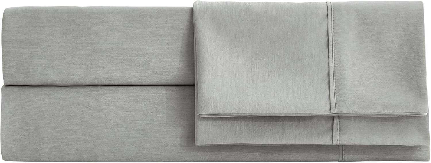 Chezmoi Collection 4-Piece Stone Washed California King Sheet Set, Rayon Derived from Bamboo & Polyester Blended, Breathable & Cooling 15-Inches Deep Pocket Sheets & Pillowcases Set, Light Gray