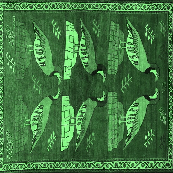 Ahgly Company Indoor Square Persian Emerald Green Traditional Area Rugs, 8' Square