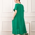 thumbnail image 2 of Mordenmiss Women's Embroidered Linen Dress Summer A-Line Sundress Hi Low Tunic Clothing, 2 of 4