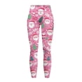 thumbnail image 5 of Renewold Santa Claus Tree Ho Ho Pink Womens Yoga Leggings with Pockets Workout Leggings Ankle Pants Full Length High Waisted Slim Running Pants Non See-Through Printed Tights, 3XL, 5 of 8