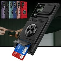 Dteck for Samsung Galaxy S24 Ultra 5G Case ,Protective Shockproof Rugged Military Grade Drop Protection S24 Ultra Phone Cover with Card Slots Kickstand TPU Matte Textured Tough Hybrid Hard Case,Black