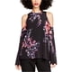 thumbnail image 1 of Rachel Roy Blusa estampada con hombros descubiertos para mujer, negra, pequeña, 1 of 1