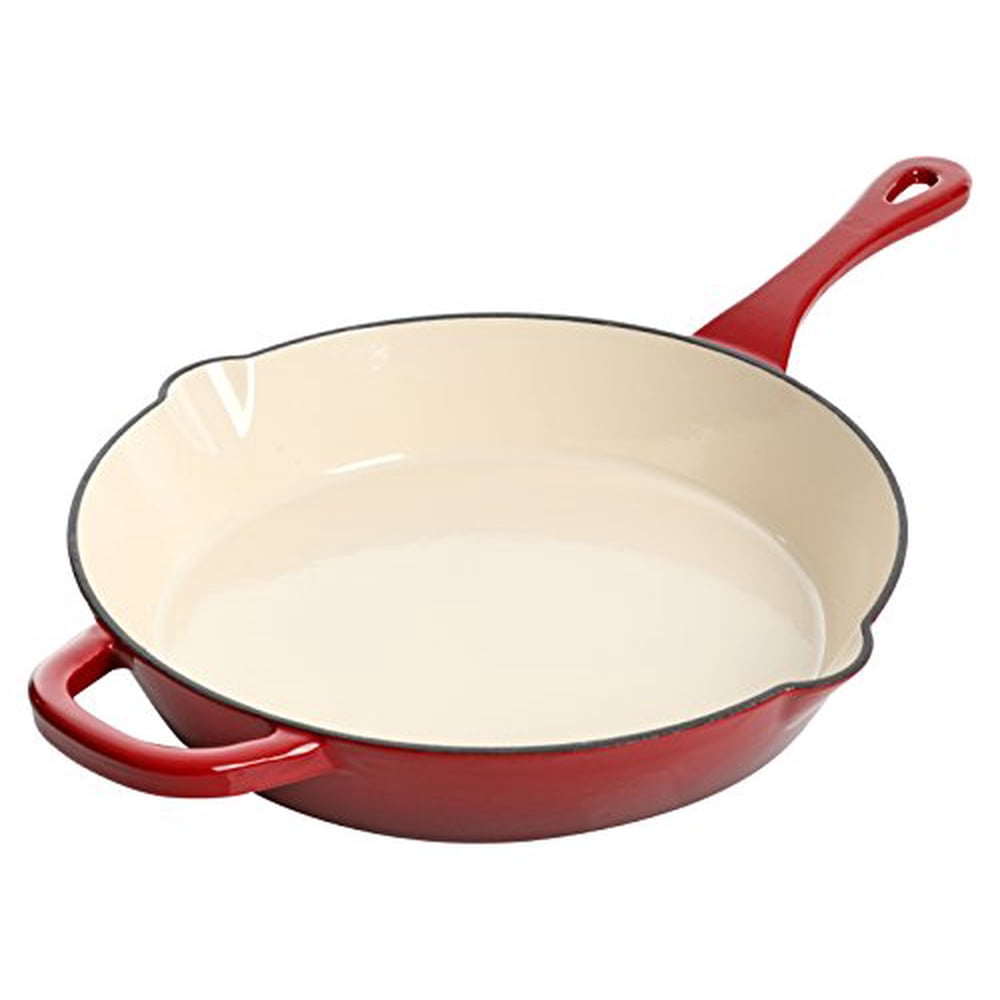 12 in. Round Enameled Cast Iron Skillet in Scarlet Red