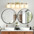 thumbnail image 2 of Gold bathroom light fixtures Milk Glass Bathroom 5 Light 31.5 in Vanity Light Fixtures Over Mirror bathroom wall decor Stainless Steel&nbsp;, 2 of 9