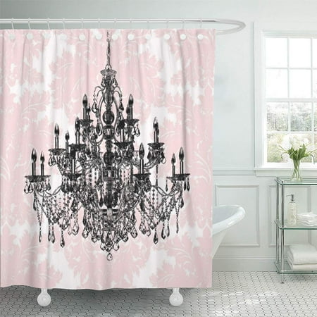 

Libin Black Pink Damask Chandelier Shower Curtain 66x72 inch