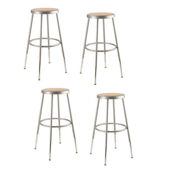 National Public Seating (4 Pack) NPS® 25"-33" Height Adjustable Heavy Duty Steel Stool, Grey