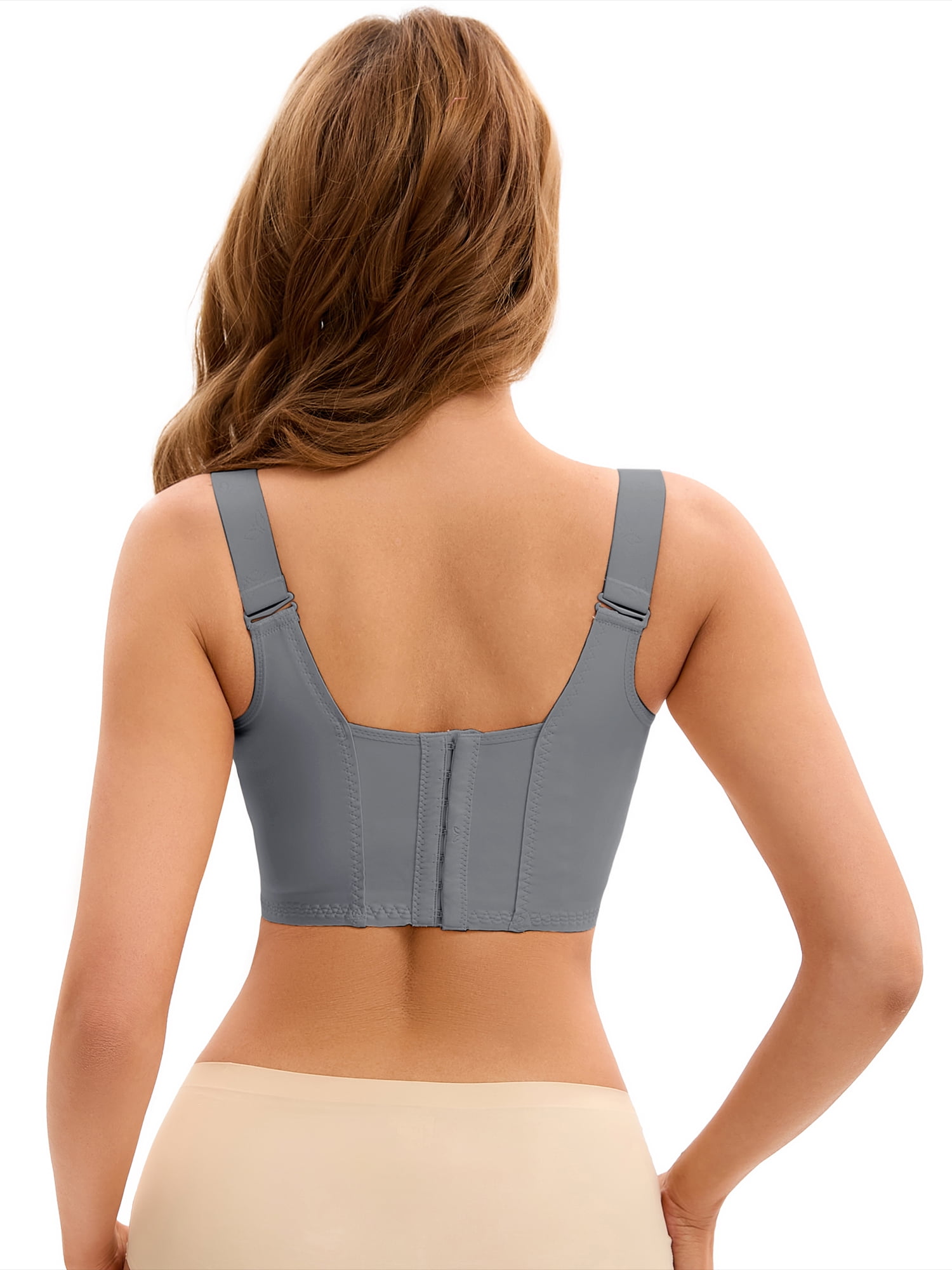 Unique Bargains Women's Push Up Tummy Control 6 Hooks Wirefree Convertible Bras C 40 Grey