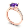 thumbnail image 2 of 2.3 ct Round Cut Natural Amethyst Solitaire with Accents Engagement Ring for Women in 18K Rose Gold, 2 of 5
