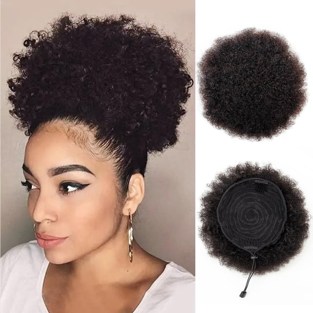 Extensiones de pelo Boymia Afro Puff, 2 unidades, #1B, negro natural, 20 cm