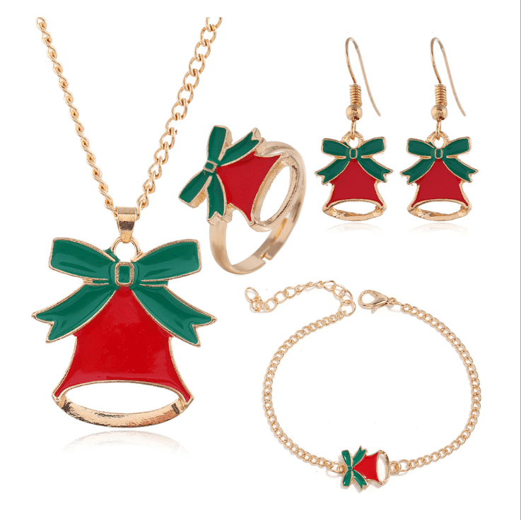 18k GF Gold & Pink enamel Hello Kitty Heart 3pc Necklace Earrings Girls gift set 