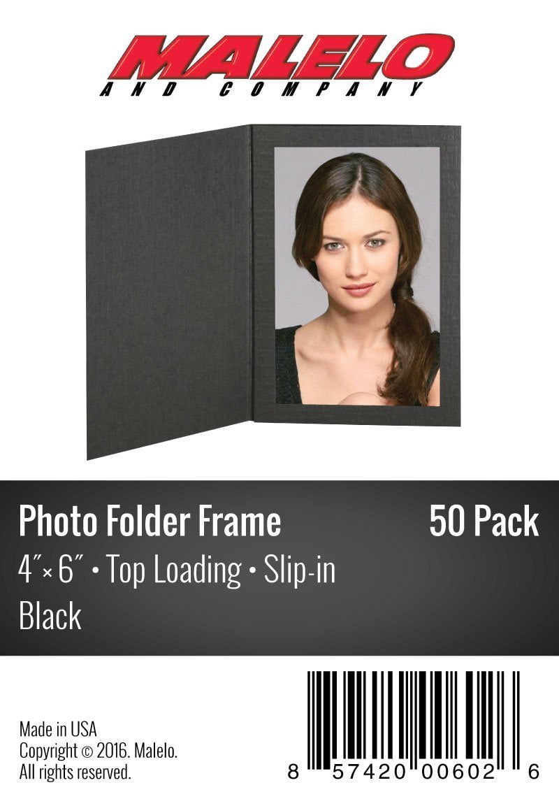 GS004 Black Color Golden State Art Cardboard Photo Folder for Double 4x6 Photo Pack of 50 