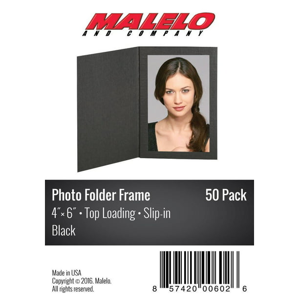 Black Cardboard Photo Folder Frame 4X6 - Pack of 50