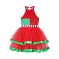 thumbnail image 4 of iEFiEL Kids Girls Christmas Elf Costume Shiny Sequins Ballet Tutus Halter Neck Dance Jumpsuit Skating Leotard Dress Red 10, 4 of 7