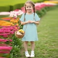 thumbnail image 5 of Agkizg Girls Short Sleeve Dresses Crewneck Solid Color Casual A Line Cottons Girl Sundress Dresses, 5 of 5