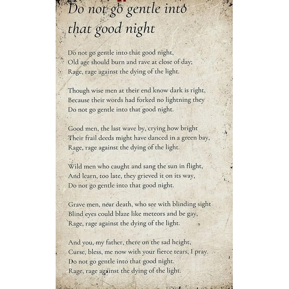 Do Not Go Gentle Into That Good Night Poem Wall Art Poetry Poster Printing Pictures for Bathroom Decoration for Home Contemporary Artwork poster